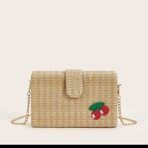 Women Cherry decor straw bag